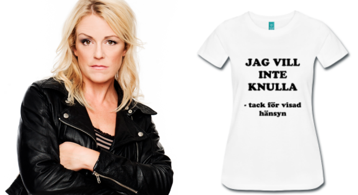 Karin Adelsköld har gjort en tröja som en protest mot den senaste tidens friande våldtäktsdomar.